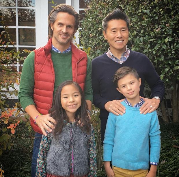 Vern Yip with his partner, Craig Koch and children