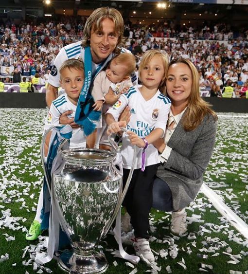 Luka with his wife and children