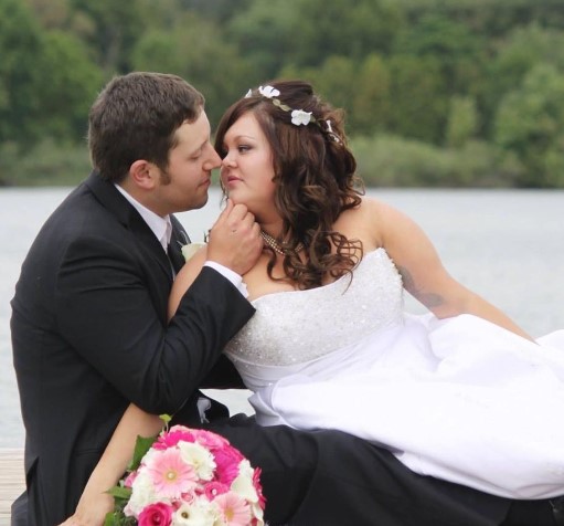 Celina with her husband Adam Myers on their wedding day
